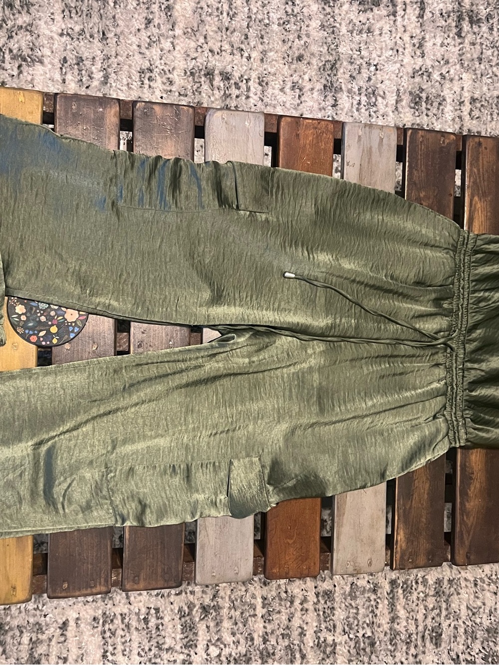Steve Madden Olive Green Satin Jumpsuit